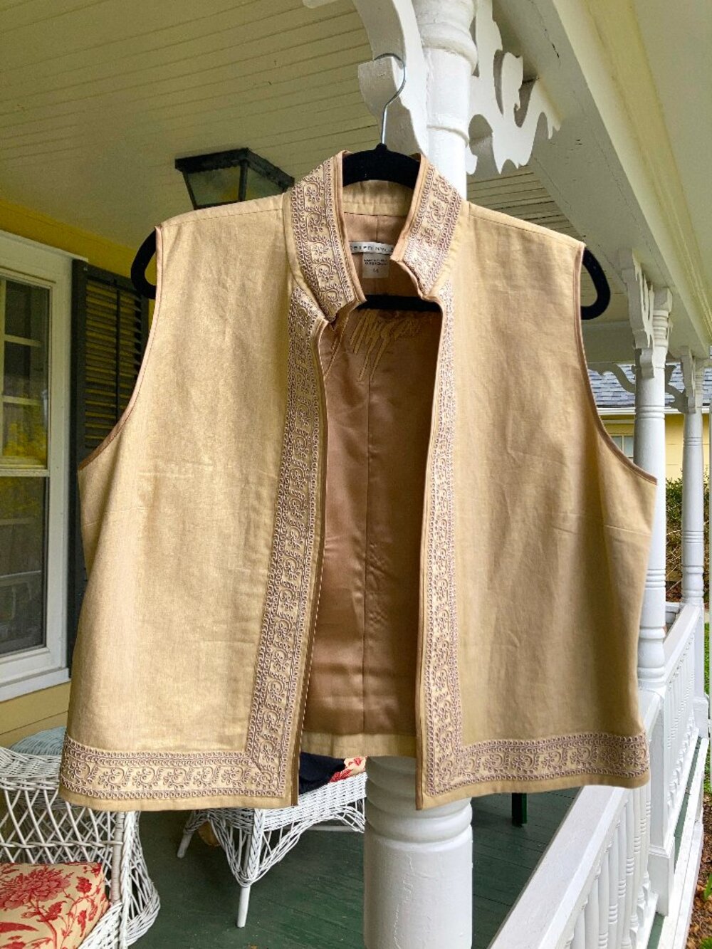 Peter Nygård Sparkly Gold Vest with Embroidery